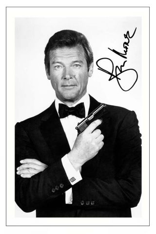 Roger Moore James Bond Signed Autograph Photo Print