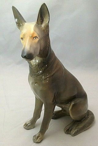 Vintage Porcelain German Shepherd Alsatian 11 " Dog Figurine