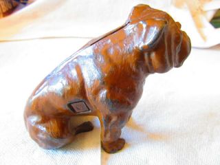 Vintage Cast Iron Bull Dog Still Bank 3