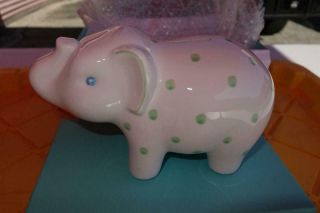 - Tiffany Co.  Vintage Porcelain Piggy Bank W/ Green Polka Dots