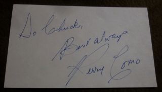 Perry Como Signed 3 X 5 Index Card 50 