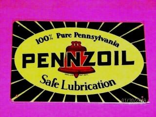 Pennzoil Safe Lubrication Metal Tin Oil Sign Home Garage Shop Wall Decor Plaque