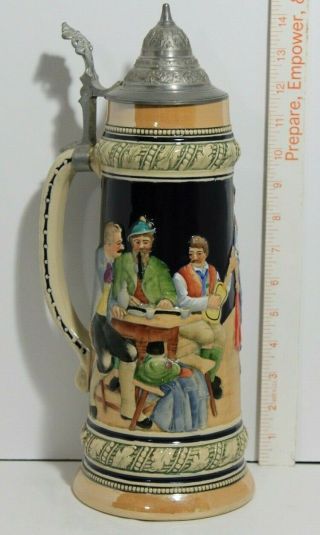Vintage West German Lidded Beer Stein,  Numbered 8504,  Two Liter