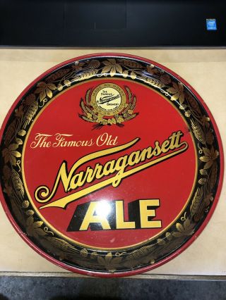 Vintage Metal Narragansett " Brewery Ale Beer Serving Trayrhode Island