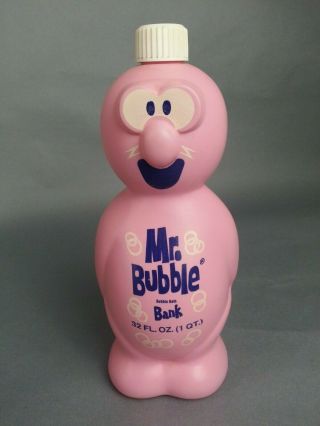 Vintage Mr Bubble Bath Plastic Bank Empty 32 Oz Made Usa Advertising Figure Rare