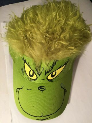 Dr.  Seuss " Grinch " Ball Cap With Visor And Fuzzy Green Hair,  Adjustable,  Age 14,