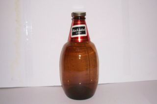 Vintage 1960s 1970s Black Label Squat Glass Beer Bottle Display 18 Inches Nos