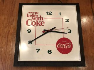 Vintage “things Go Better With Coke " Clock Coca Cola Sign Electric Plug In 17”
