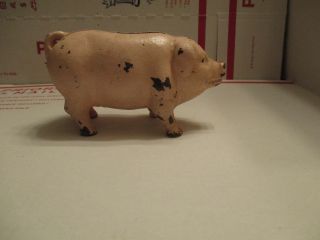 Vintage Small Adorable Cast Iron Pink Pig Figurine Piggy Bank