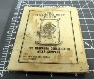 Vintage Nebraska Mills Company Sewing Needle Book,  Use Mothers Best Flour