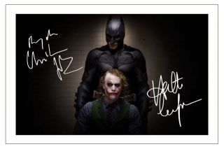 Christian Bale & Heath Ledger Batman The Dark Knight Signed Photo Print