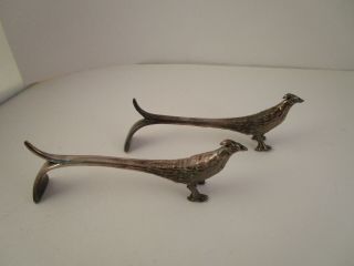 Vintage Epns Silverplate Metal Pheasant Bird Knife Rests