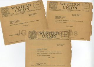 Harry S.  Truman Vintage Telegrams Sent To Truman From Sec Of Treas John Snyder