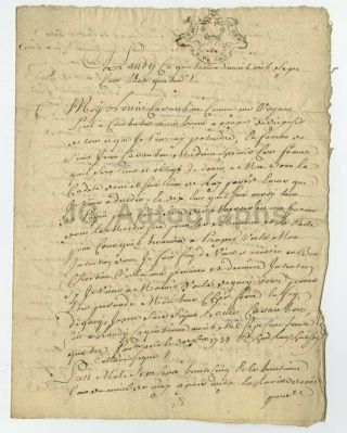 18th Century France - 3 Page 1734 Antique Manuscript Document