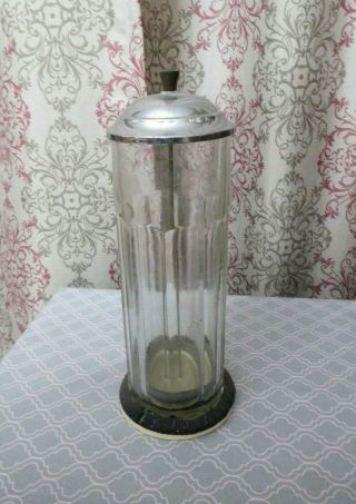 Vintage Straw Holder Dispenser Heavy Glass 1950s? Soda Fountain