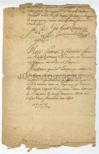 18th Century France - 1777 Antique Signed Manuscript Document