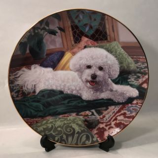 The Danbury Pampered Princess Bichon Frise Collector Plate Home Wall Decor