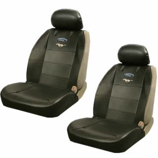 2 Piece Front Pony Synthetic Leather Sideless Seat Cover Set For Ford Mustang