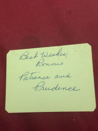 Patience Snd Prudence Signed Autograph Book Page