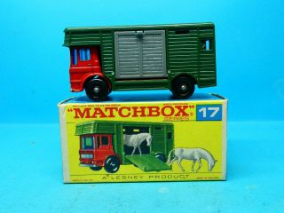 C1960s Matchbox Lesney Horse Box Diecast Toy Model Vehicle No 17