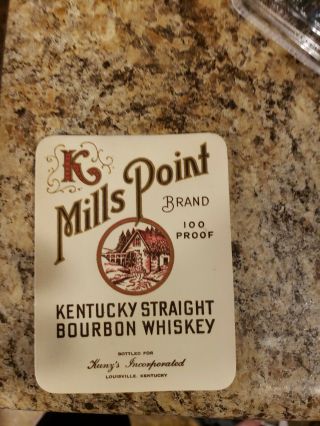 Vintage Mills Point Kentucky Straight Bourbon Whiskey Bottle Label 5×4