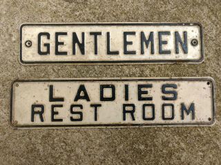 Vintage Ladies Gentlemen Restroom Sign Service Station Gas Oil