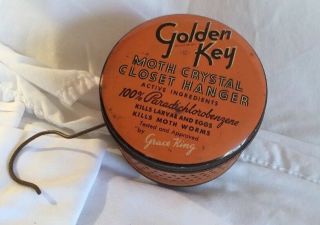 Vintage Great American Tea Co.  York Golden Key Moth Closet Hanger Tin Rare