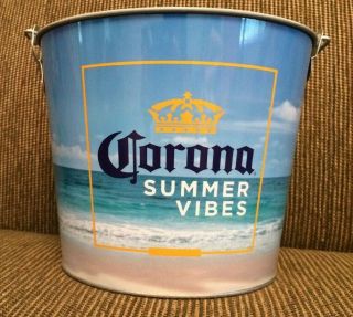 Corona Extra Light Beer Metal Ice Bucket Pail Cooler Summer Vibes College Party