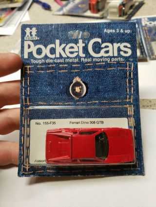 Red Ferrari Dino 308 Gtb Card No.  155 - F35 Tomica Tomy Pocket Cars Japan