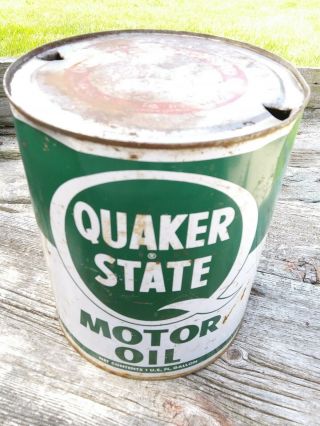 Vintage Quaker State Motor Oil Can 1 Gallon Penn.  Usa Decorative Tin Can