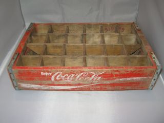 Vintage Coca Cola Red Wooden 24 Coke Bottle Crate Carrier Box 18 1/2 Inch By 12