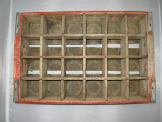 Vintage Coca Cola Red Wooden 24 Coke Bottle Crate Carrier Box 18 1/2 Inch By 12 2