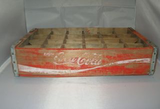 Vintage Coca Cola Red Wooden 24 Coke Bottle Crate Carrier Box 18 1/2 Inch By 12 4
