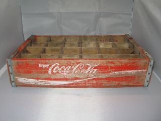 Vintage Coca Cola Red Wooden 24 Coke Bottle Crate Carrier Box 18 1/2 Inch By 12 6