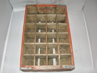 Vintage Coca Cola Red Wooden 24 Coke Bottle Crate Carrier Box 18 1/2 Inch By 12 8