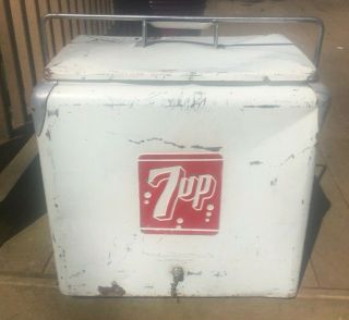 Vintage 7up Ice Chest Cooler Progress Refrigerator Co Louisville Ky