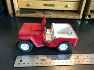 Vintage Red Tonka Jeep With Fold Down Windshield