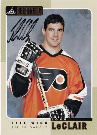 John Leclair Philadelphia Flyer Autographed Hockey 5 " X 7 " Beehive Photo Card B