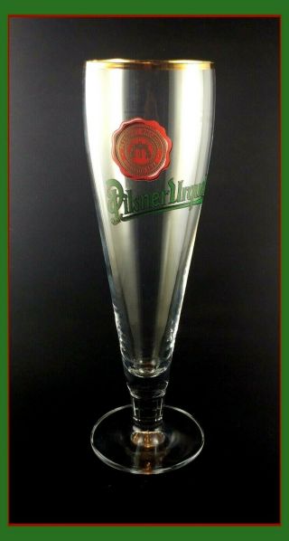 Pilsner Urquell Logo Pilsner Beer Glass Rastal 0.  3 L Gold Rimmed 9 1/4 " Tall