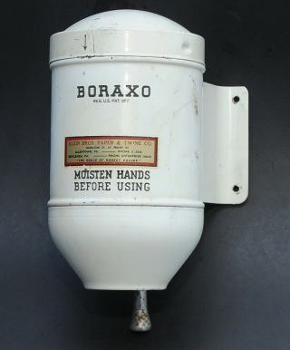Vintage White Boraxo Powdered Hand Soap Dispenser Service Station Item