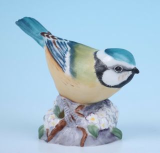 Vintage Royal Worcester Bone China Blue Tit Figurine English Bird Figure 3199