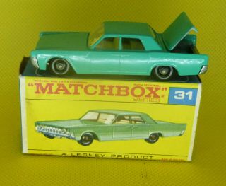 Matchbox Cars - Made By Lesney In England 31 - C Lincoln Continental,  1964,