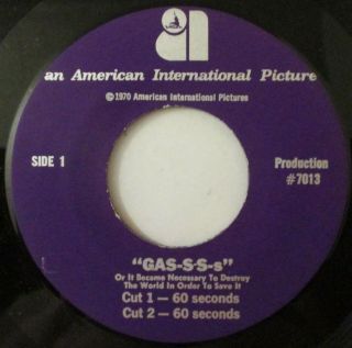 " Gas - Ss - S " American International Radio Spots 45 - 1970 Roger Corman Film