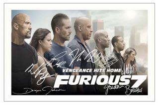 Fast And Furious 7 Cast Signed Photo Print Autograph Poster Paul Walker