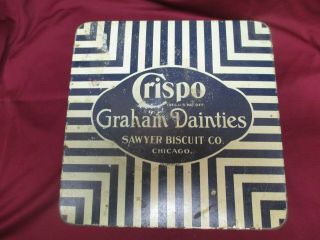 Vintage Crispo Graham Dainties Tin - Sawyer Biscuit Co. 2