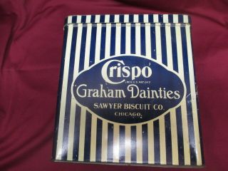Vintage Crispo Graham Dainties Tin - Sawyer Biscuit Co. 3