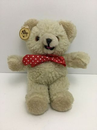 Russ Snuggle Fabric Softener Bear 10 " Plush Stuffed Animal W Ear Tag 1986 Rd Bow