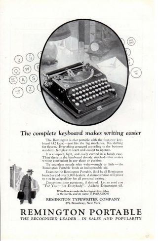1924 Vintage Print Ad Remington Portable Typewriter Keyboard General Motor Crest