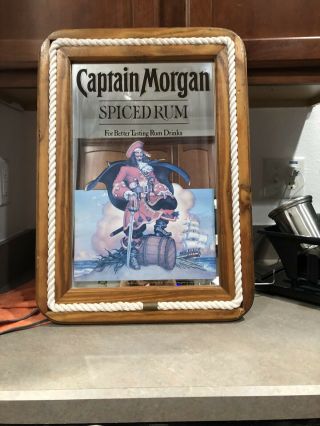 Captain Morgan Bar Sign Mirror Spiced Rum - -