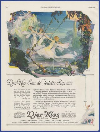 Vintage 1921 Djer - Kiss Perfume Fairies Paris C.  F.  Neagle Art Print Ad 20 